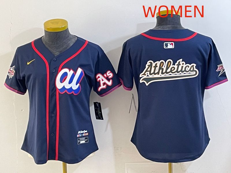 Women 2025 Oakland Athletics Blank Drak Blue All star Nike MLB Jersey style 02->women mlb jersey->Women Jersey